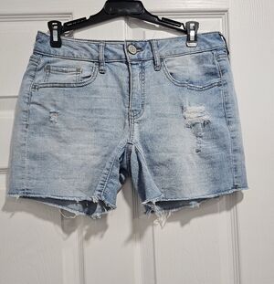 So Light Blue Distressed Denim Shorts